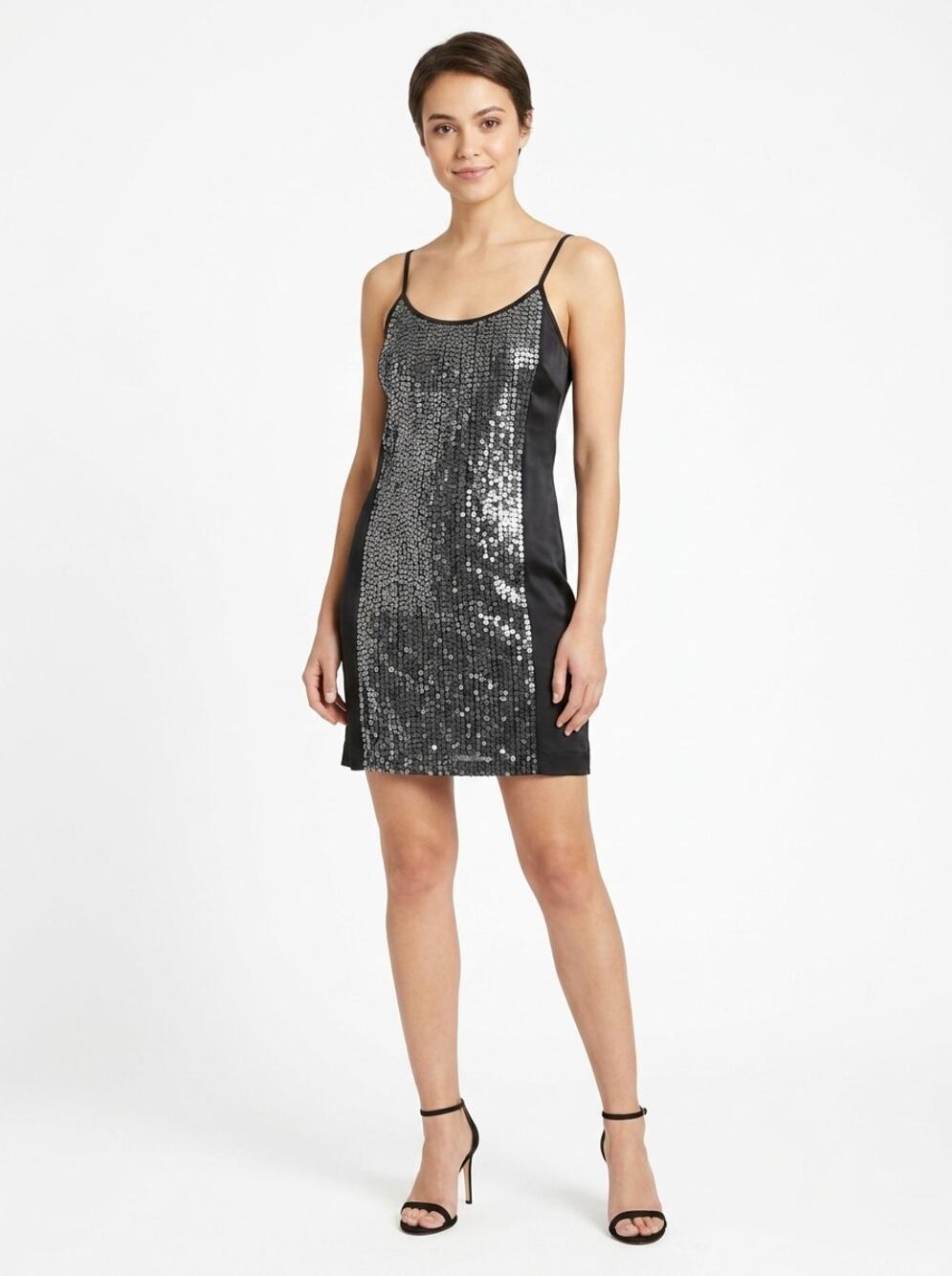 Gianfranco Ferre Silk Blend Black Sequin Satin Mini Dress Women Size 42